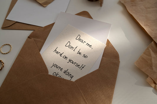 Encouragement quote note with self-care affirmations for daily wellness